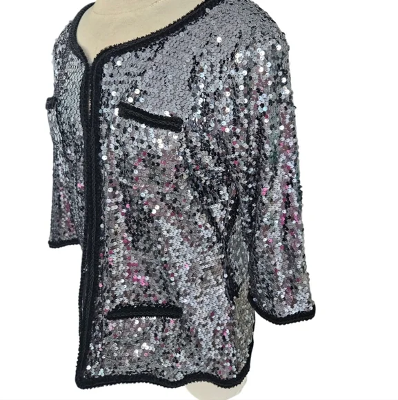 IMAN  Silver Tone Sequins Evening Women's Blazer - Picture 8 of 9